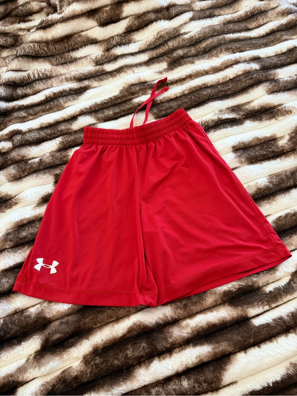 Under Armour Red Athletic Youth Shorts with White Logo